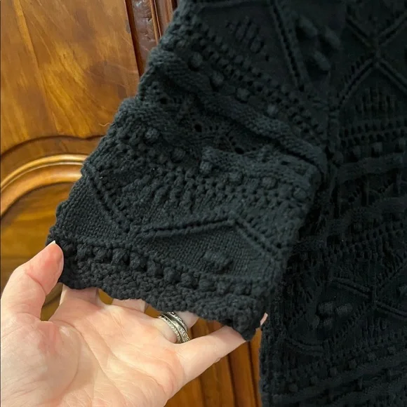 BODEN Claudia Black Textured Knitted Short Sleeve Top Black Sweater. Size 8 - Picture 7 of 7